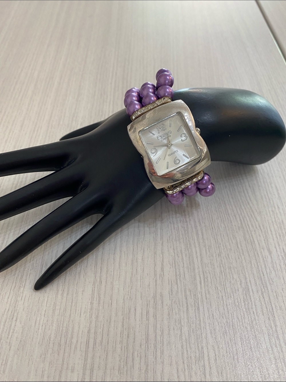 Purple Beaded Women's Bracelet Watch